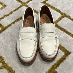 Men's White Leather Loafers